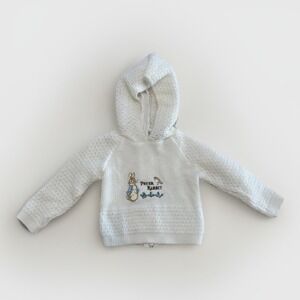 Vintage Quiltex Peter Rabbit White Infant Hooded Sweater Baby 0-6‎ Months Zipper